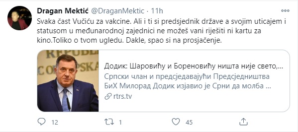 Mektić Dodiku: Spao si na prosjačenje